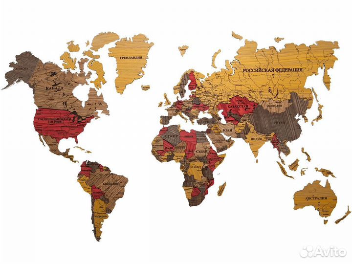 Карта мира из дерева Монтеверде Чебоксары