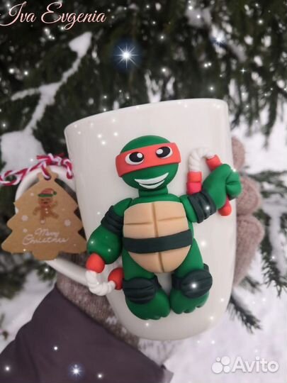 Кружка с декором из полимерной глины