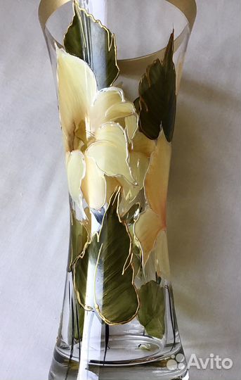 Ваза декоративная стекло ручная роспись