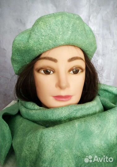 Двухсторонний берет и бактус шерсть + шёлк