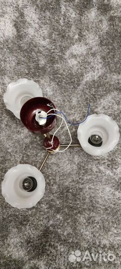 Люстра 3 рожка и потол. светильник (с лампочками)