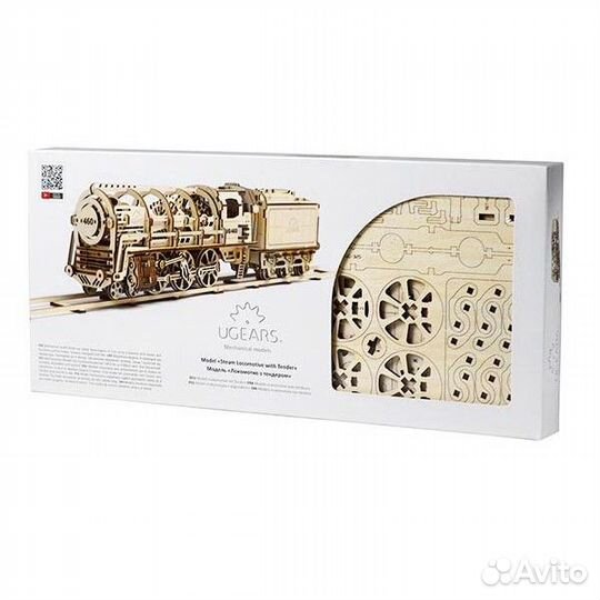 3D конструктор ugears Локомотив c тендером, Перон