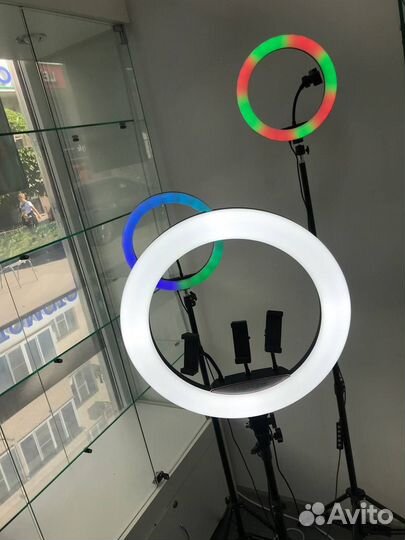 Кольцевая селфи лампа со штативом RGB (новая)