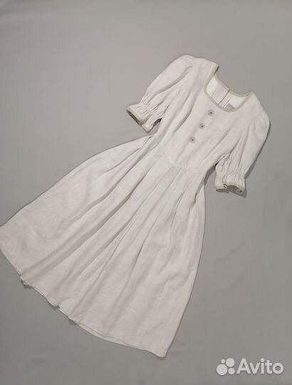 Льняное платье Австрия винтаж с карманами лён