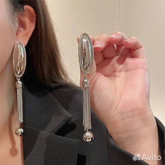 Серьги серебристые