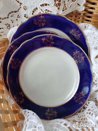 Тарелки кобальт винтаж фарфор Коростень