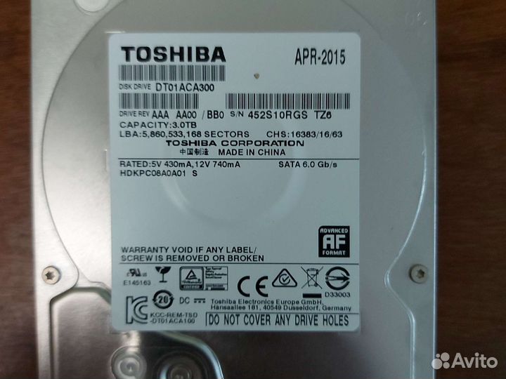 Жесткий диск Toshiba 3 Тб