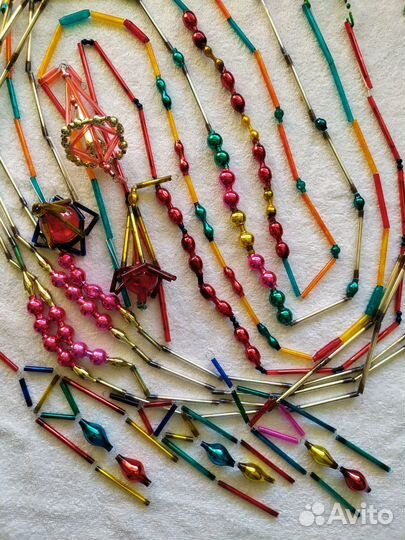 Ёлочные игрушки, бусы, стеклярус СССР