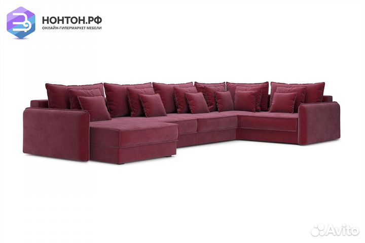 Диван п-образный тик-так Антей бордовый