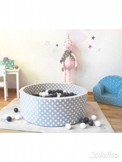 Сухие бассейны Bällebad Soft White Dots Grau#3535