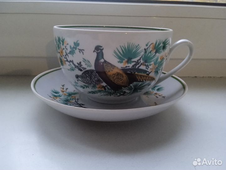 Чайная пара фарфор Вербилки глухарь