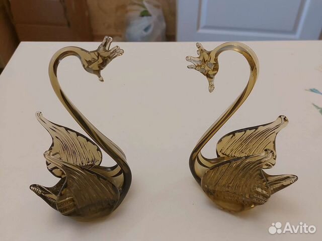 Статуэтка лебедь, цветное стекло СССР