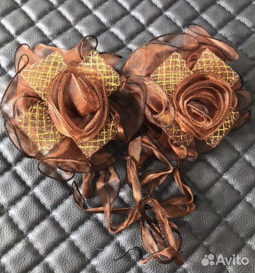 Подхваты для штор клипса цветок коричневый розовый