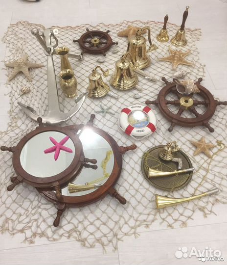 Латунная Рында Колокол Штурвал Якорь Фонарь Лампа