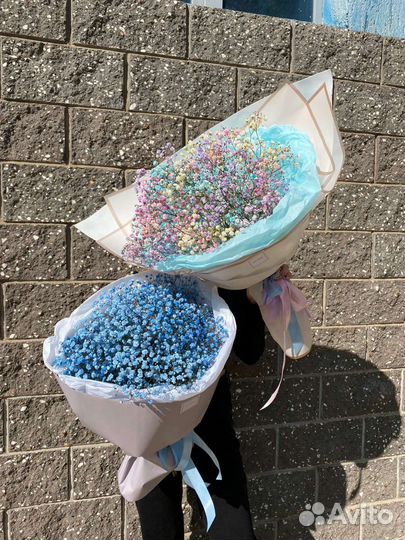 Букеты из разноцветных гипсофил доставка