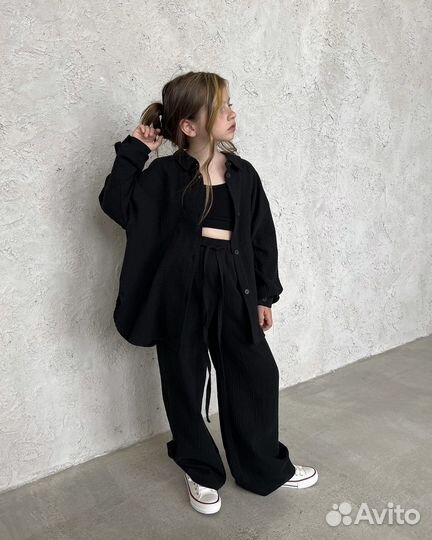 Рубашка оверсайз из муслина для девочки