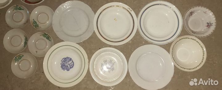 Тарелки 20 см и 24.5 см СССР Фарфор Чайные Блюдца
