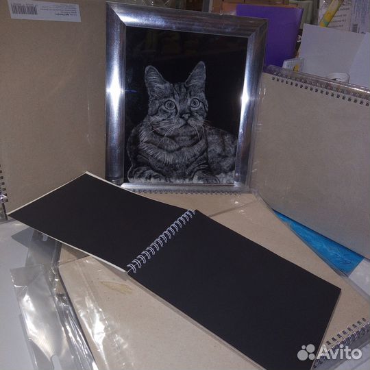 Скетчбук с чёрной бумагой, картон А 4 планшет