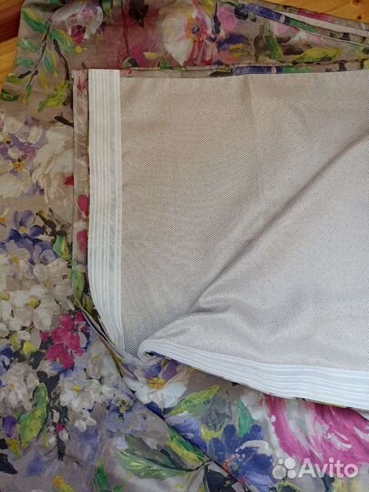 Шторы 4м новые Рогожка плотные, цветы