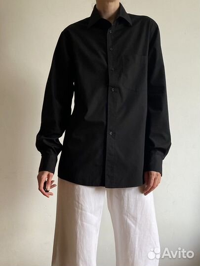 Рубашка мужская черная slim fit