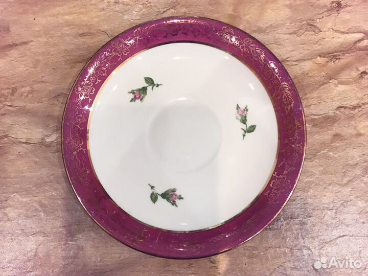 Блюдце от сервиза ГДР роза Fortuna