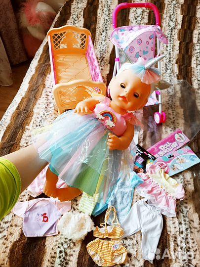 Кукла пупс Беби борн 40см Новая с коляской вещами