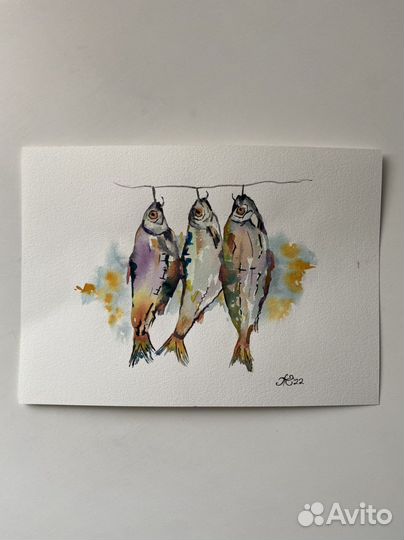 Авторская акварель «Рыба»