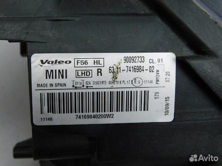 Фара правая Mini Cabrio/Hatch