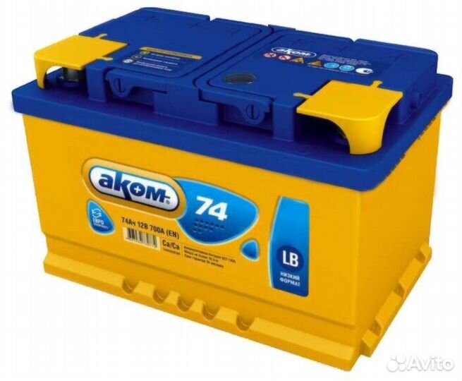 Аккумулятор Аком LB 74 Ач, обратный, низкий