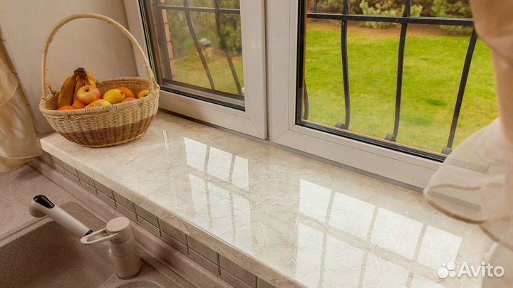 Подоконник из искусственного камня с замером