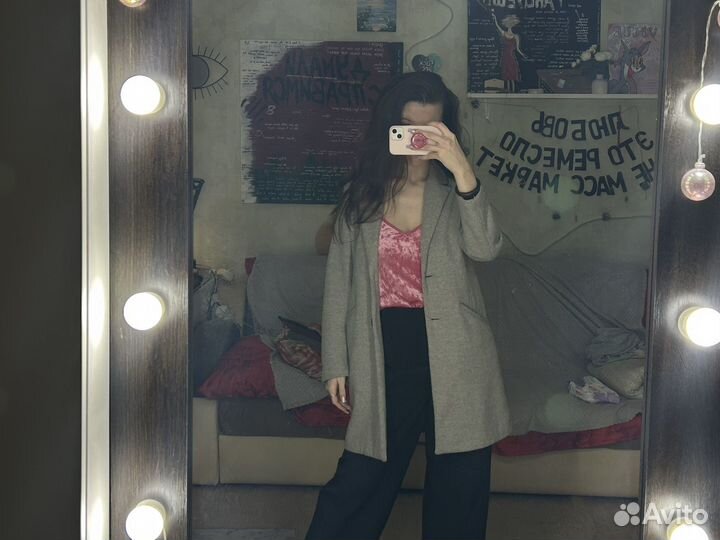 Пальто серое женское размер S