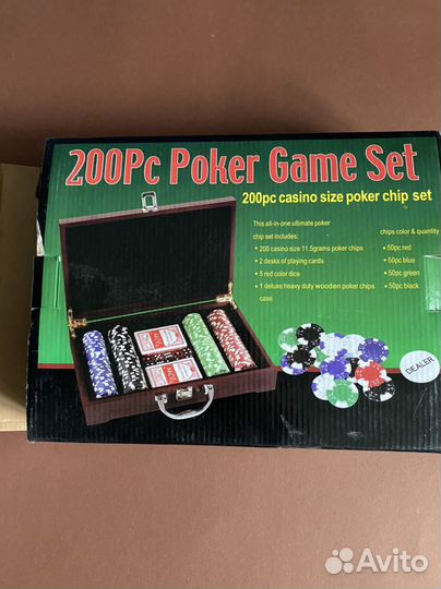 Набор для покера 200 фишек в кейсе