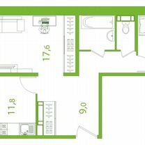 2-к. квартира, 62,3 м², 7/17 эт.