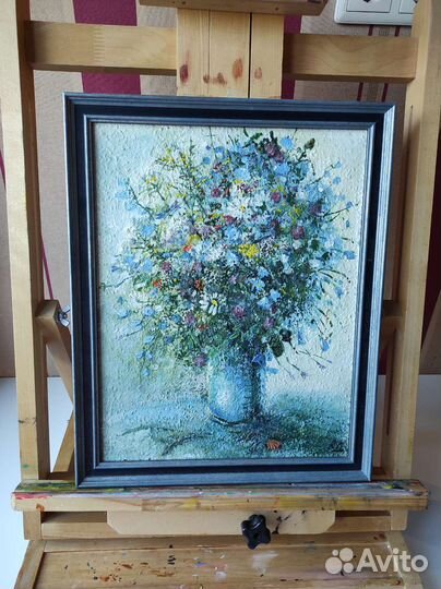 Картина маслом полевые цветы