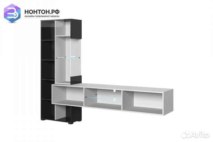 Шкаф навесной point Тип-70 белый / черный глянец