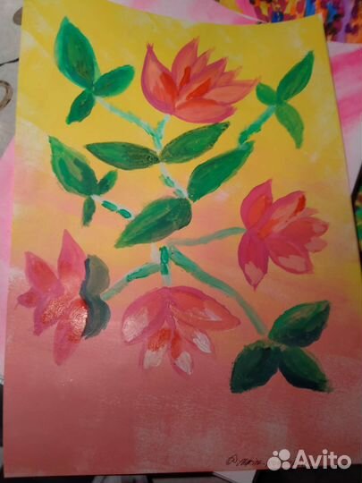 Цветы картина интерьер абстракция