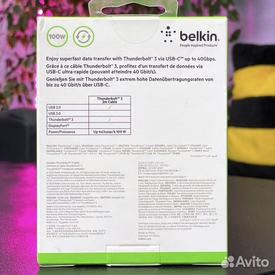 Thunderbolt 3 USB-C Belkin 2метра, 40Gbps (новый)