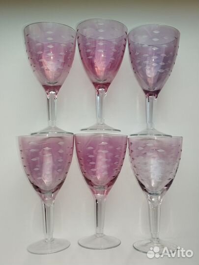 Бокалы/Фужеры СССР марганцевое стекло (люстр) 6 шт