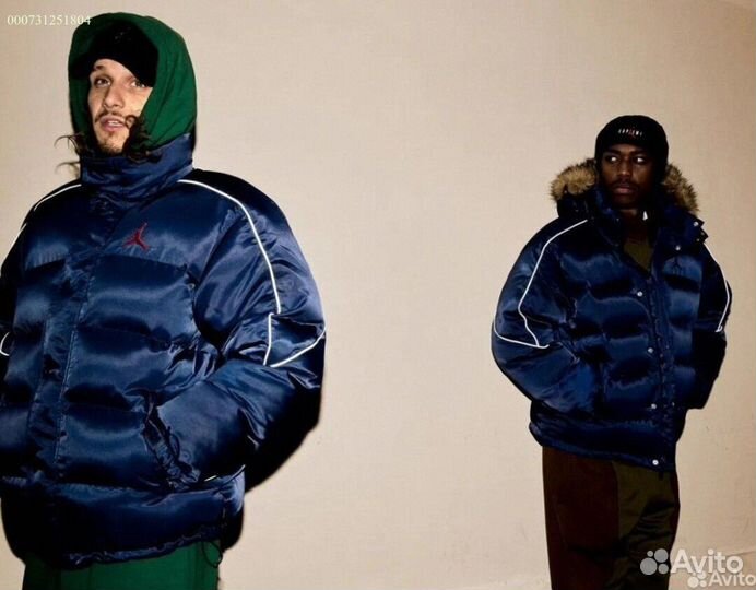 Пуховик supreme x jordan синий