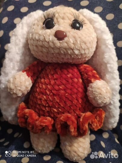 Зайчик ручной работы, вязаный, мягкая игрушка анти