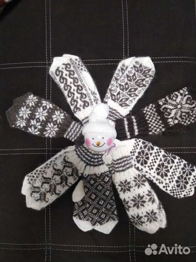 Варежки пуховые, вязаные, козий пух