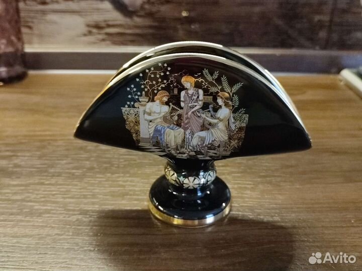 Салфетница керамика Fakiolas, Греция, позолота 24k