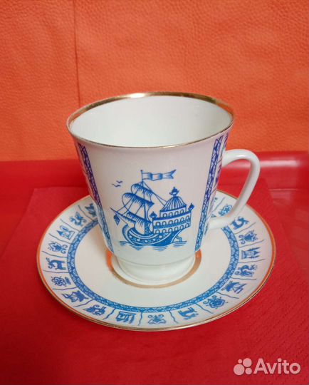 Чайная пара лфз костяной фарфор СССР