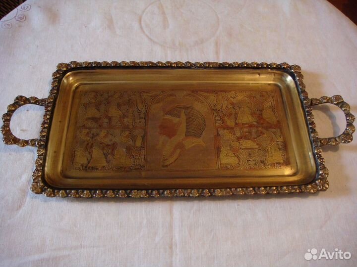 Поднос Старинный Ручная Работа Латунь Египет