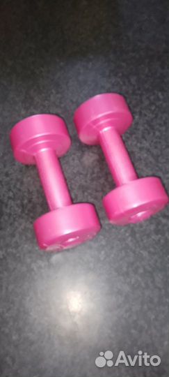 Гантели 1кг покрытые пластиком для фитнеса