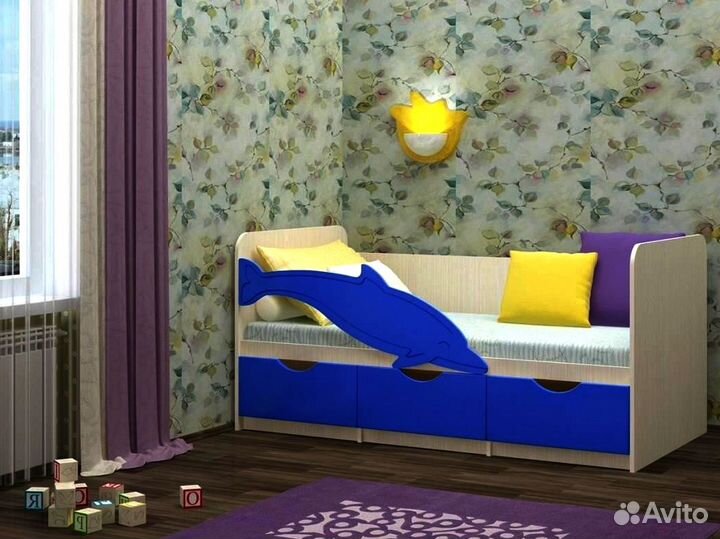 Кровать Дельфин-1 синяя