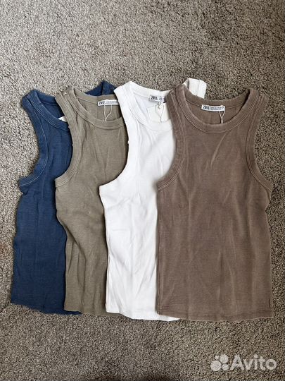 Топ/Майка Zara с потертостями ribbed faded