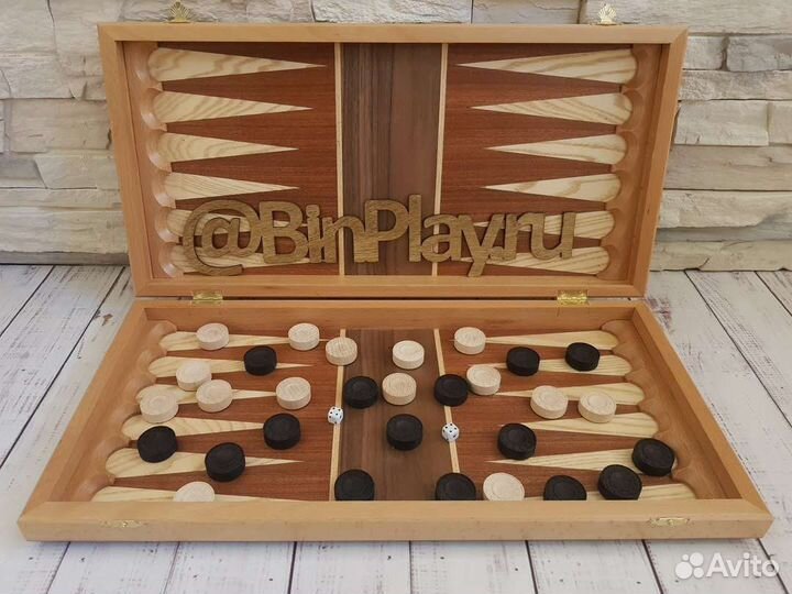 Шахматы 3в1 (шахматы, шашки, нарды) Гусарские орех