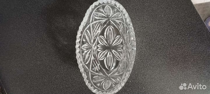 Хрустальная ваза ладья