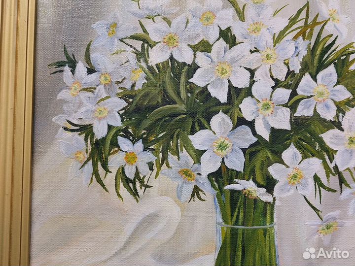 Картина маслом на холсте цветы Попеляев А.П